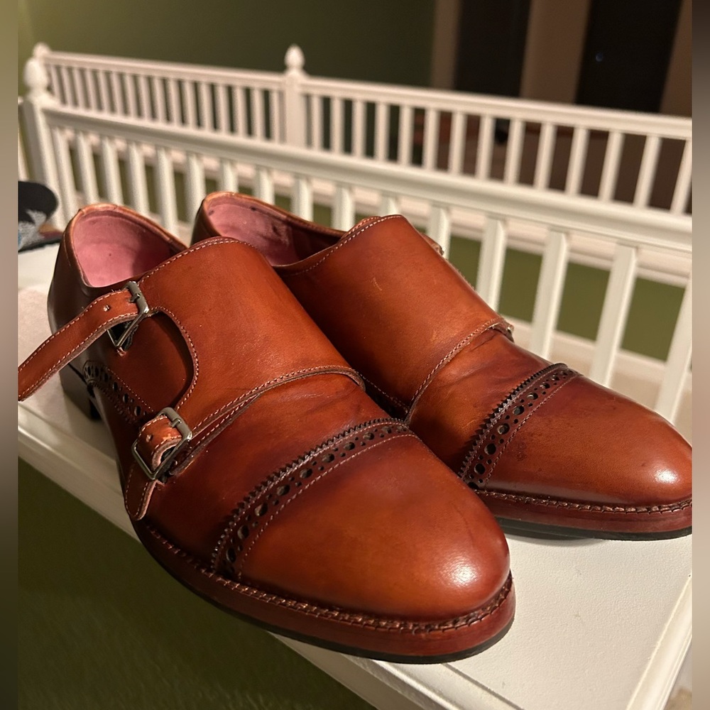 Brown double monk straps